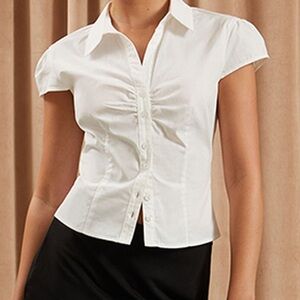 Brandy Melville White Button-Down Shirt